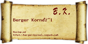 Berger Kornél névjegykártya